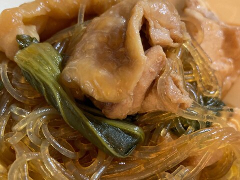 レンジで簡単！チンゲン菜と鶏肉のすき焼き